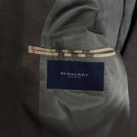 Burberry Mens Blazer Brown Wool Academia Suit Jacket USA Academia Vintage Sz 44L - Picture 9 of 14